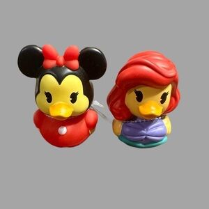 Disney Minnie Mouse and Ariel Duck Bath Figures - Red, Black, Purple - NWT